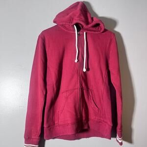 Mitchell & Ness Zip Up Hoodie Womens XL Red Distressed Wash Embroidered NWOT